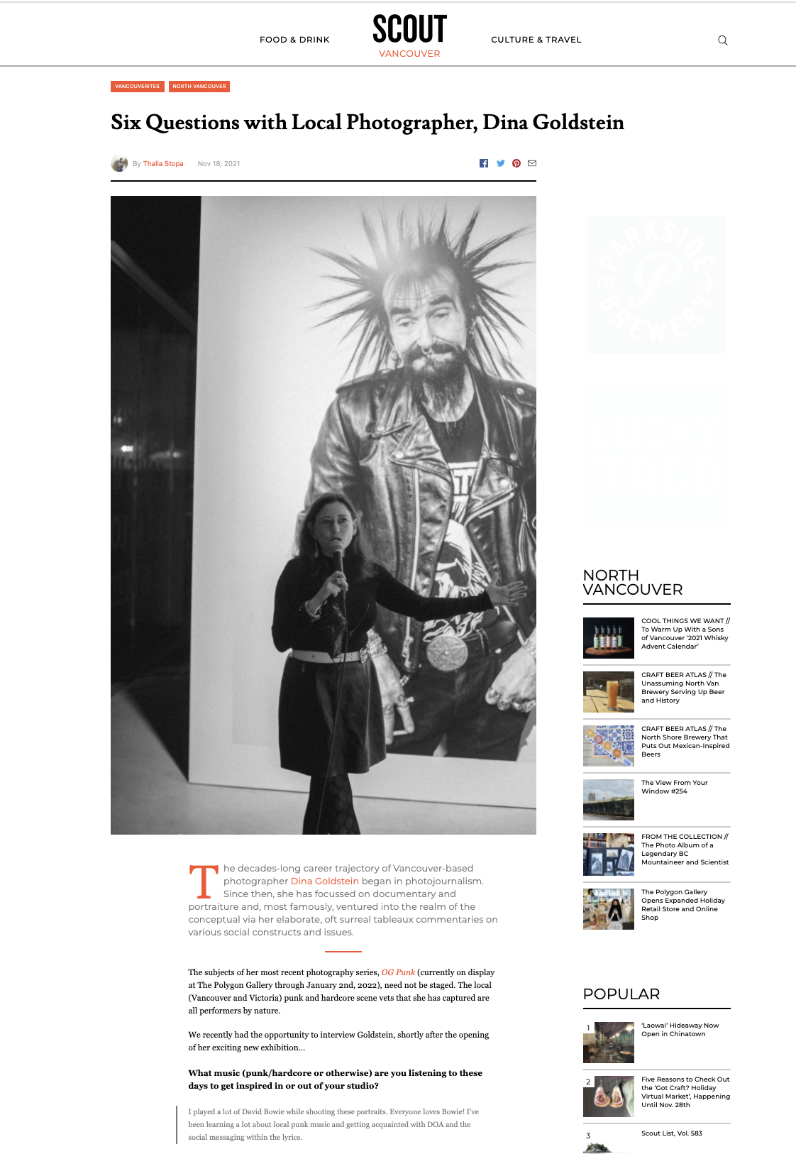 Dina Goldstein's OG punk exhibition Vancouver Polygon Gallery North Vancouver B.C. Museum