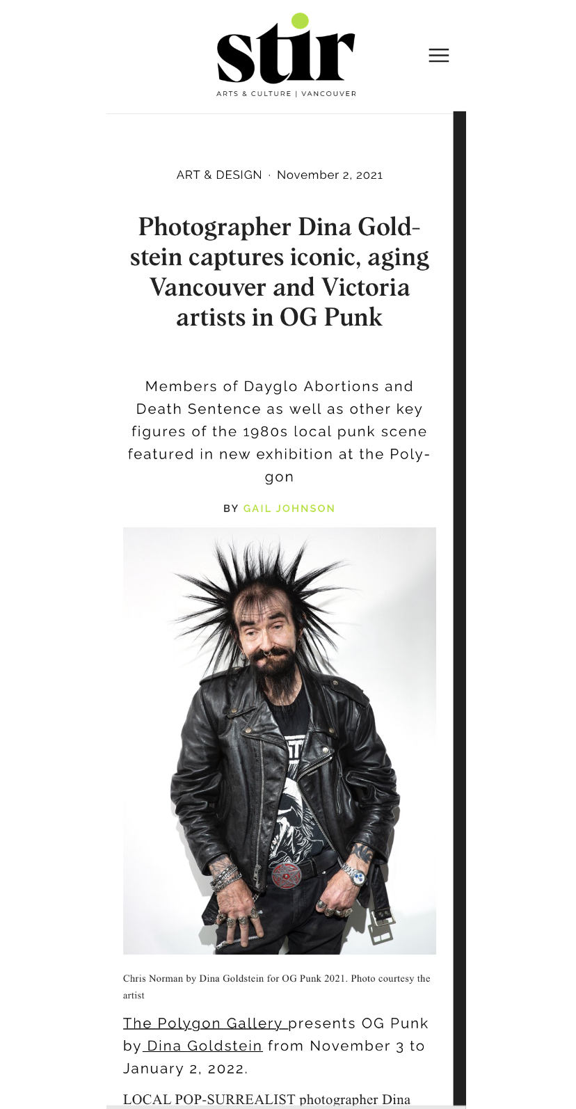 STIR OG PUNK DINA GOLDSTEIN INTERVIEW