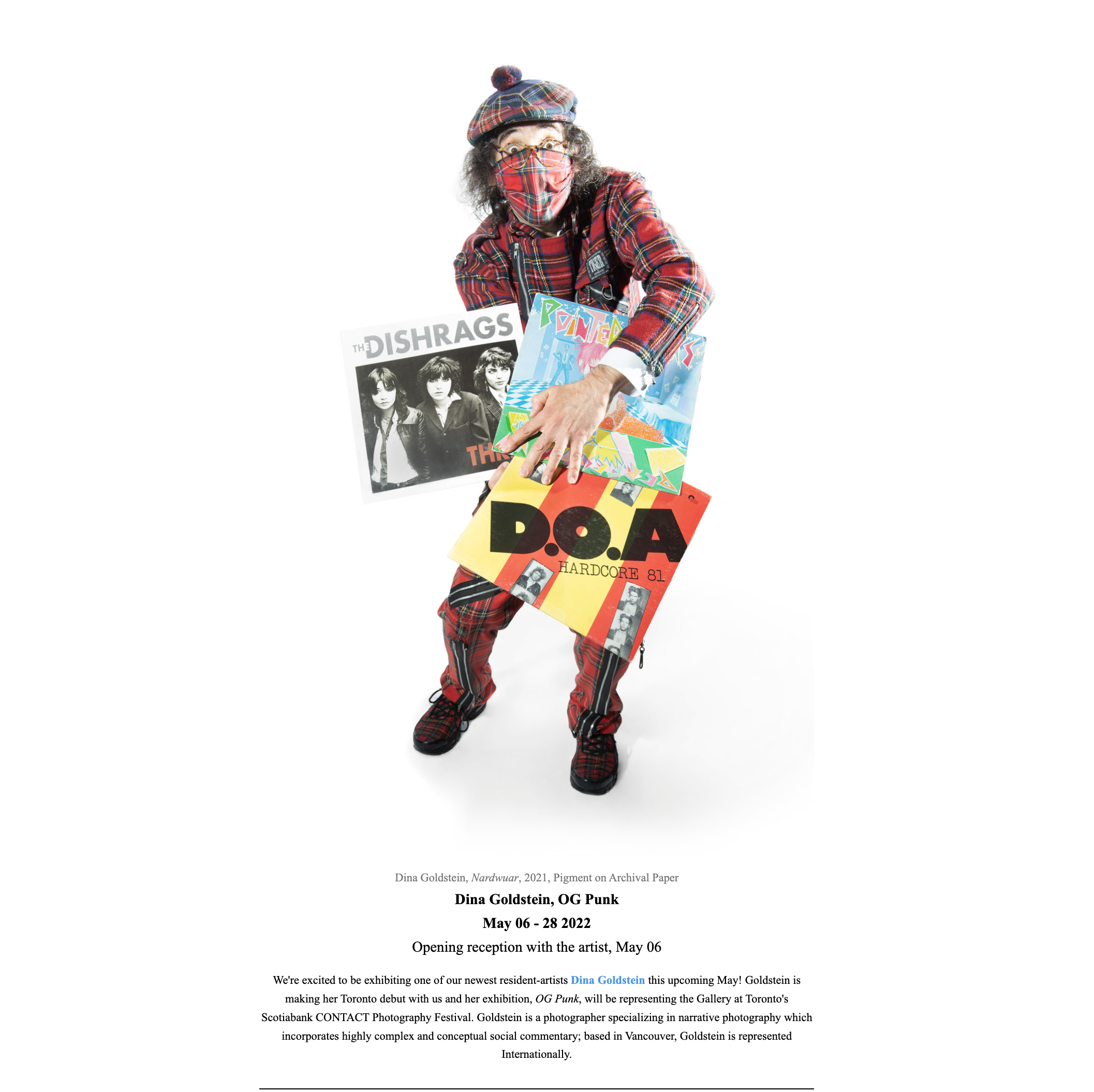 Dina Goldstein's OG punk Contact festival Toronto  at Abbozzo gallery photo of  Nardwuar