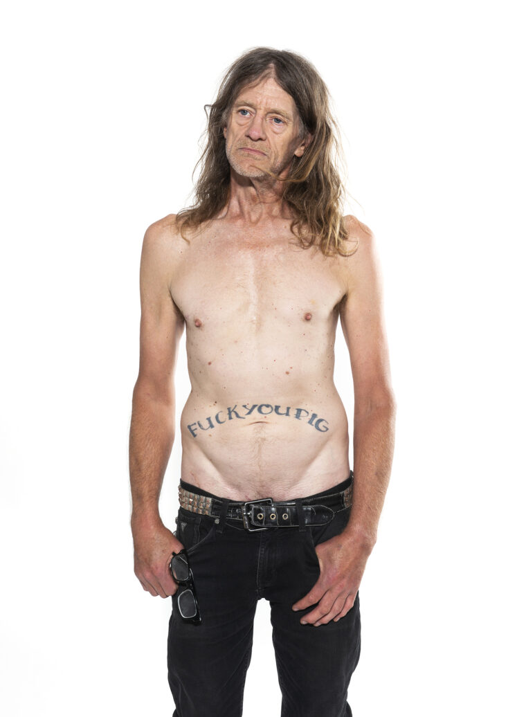 A portrait of The Cretin from the band Dayglo Abortions photographed by Dina Goldstein for a series named OG Punk.