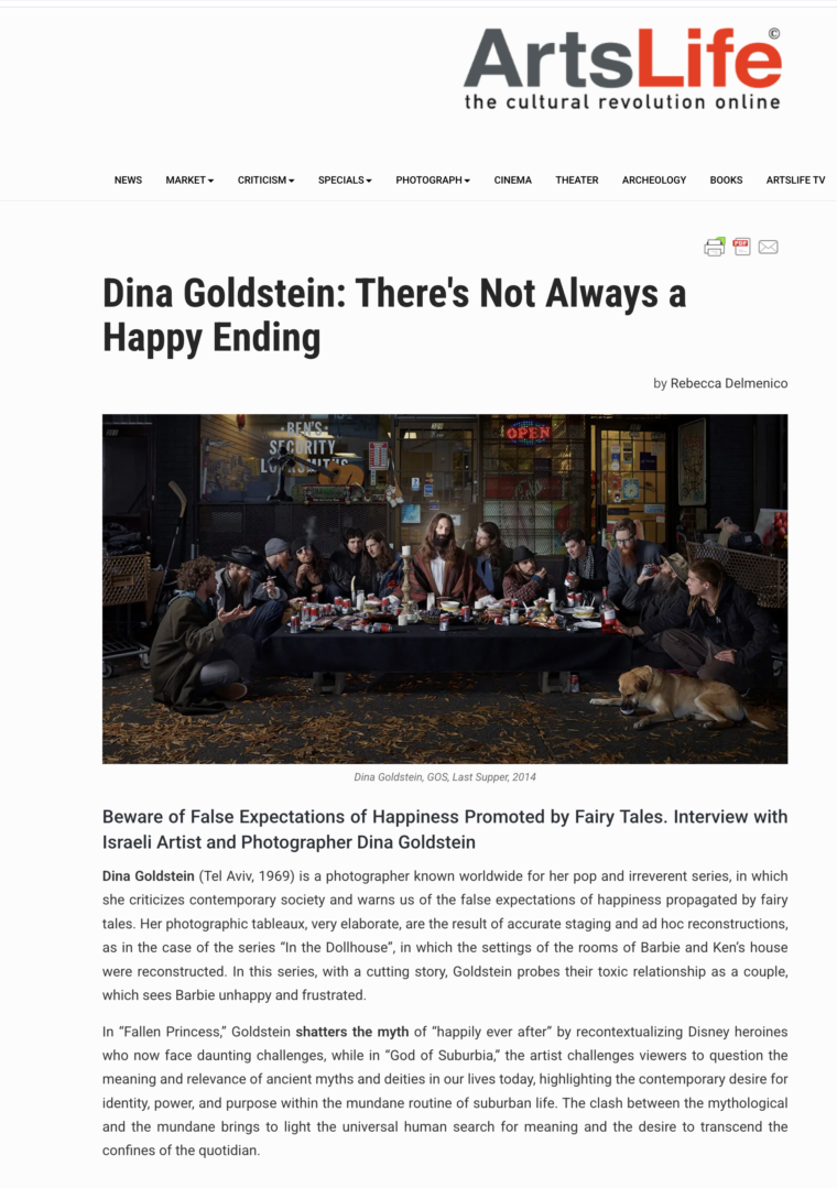 Article by Rebecca Delmenico Arts Life Italy Dina Goldstein Photographer Artist Last Supper